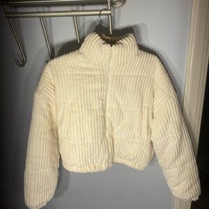 SHEIN Cream Ribbed Jacket